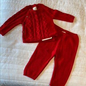Milktology Red Knit Baby Sweater and Pants Set